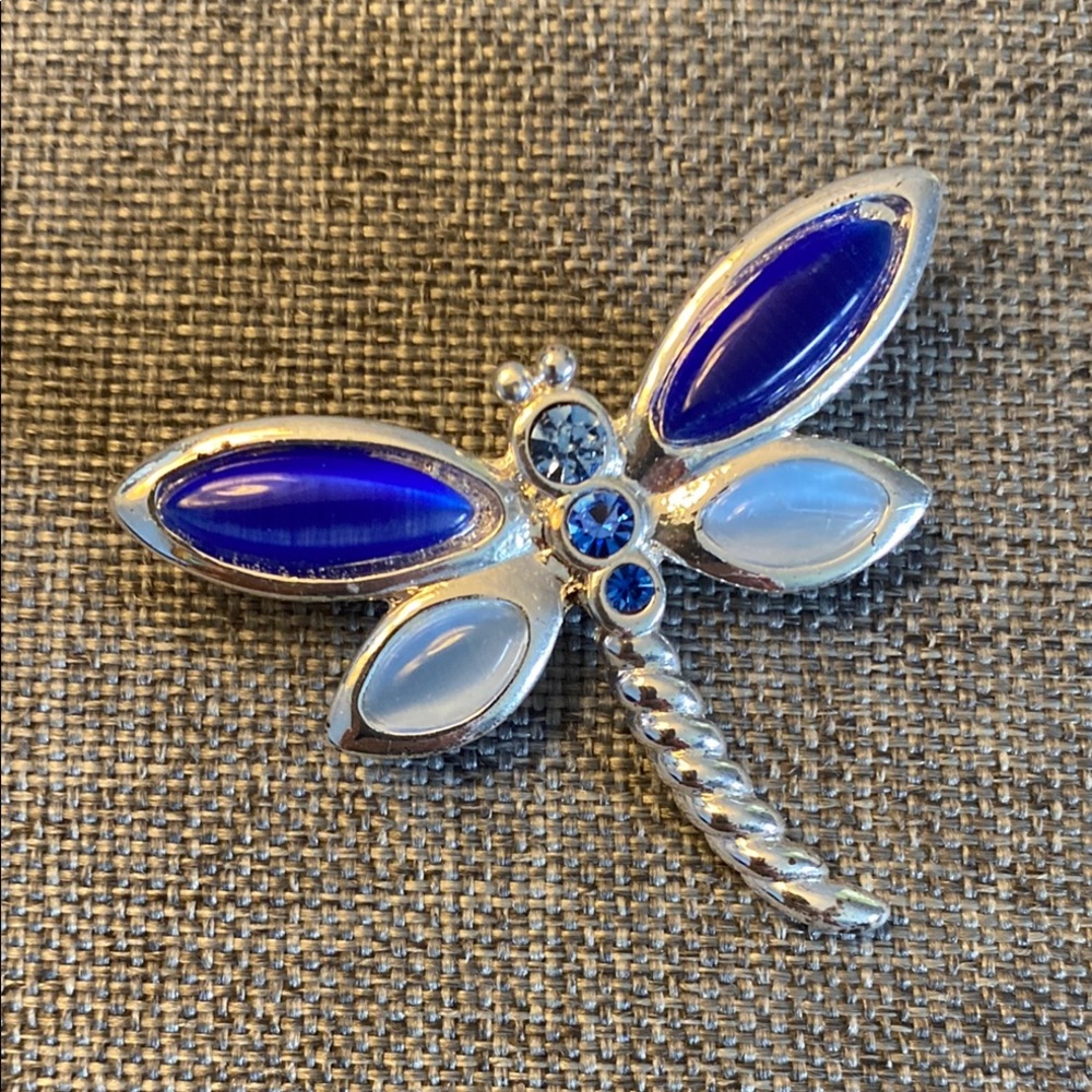 Blue and Silver Dragonfly Brooch
